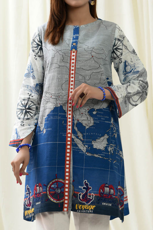 Embroidered Khaddar Steel Horizon Kurti | RTW | 1 Piece