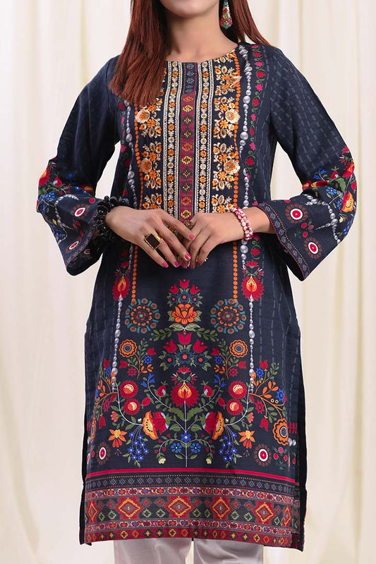 Embroidered Khaddar Navy Blue Kurti | RTW | 1 Piece