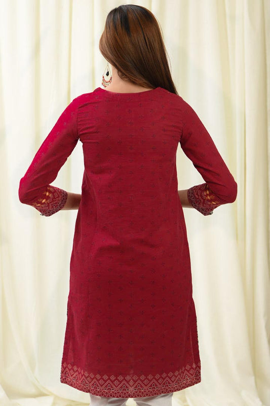 Embroidered Khaddar Ruby Petal Kurti | RTW | 1 Piece