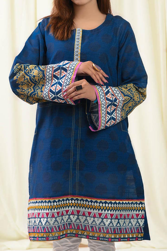 Embroidered Khaddar Navy Blue Kurti | RTW | 1 Piece