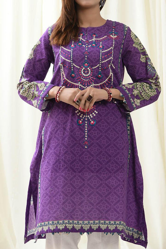 1 PC | Purple Khaddar Embroidered Kurti | RTW