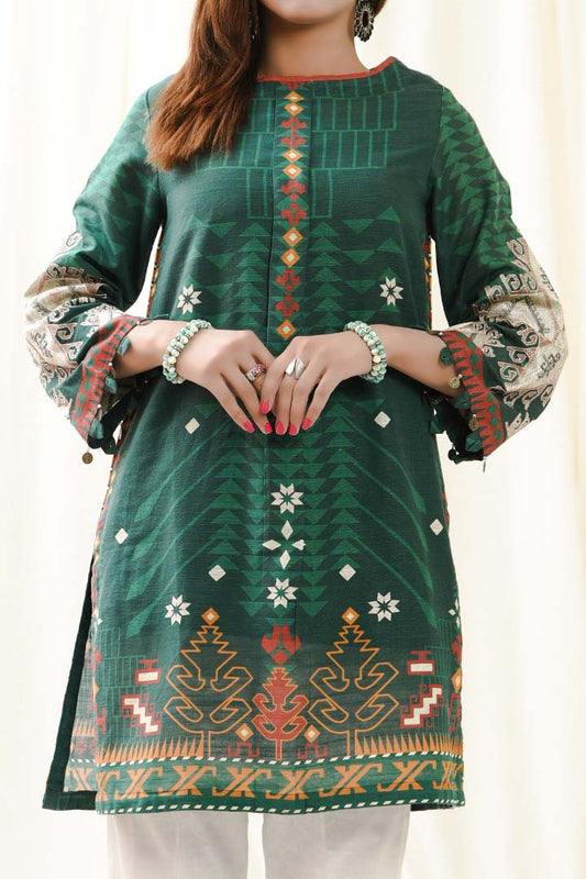 Embroidered Khaddar Emerald Veil Kurti | RTW | 1 Piece