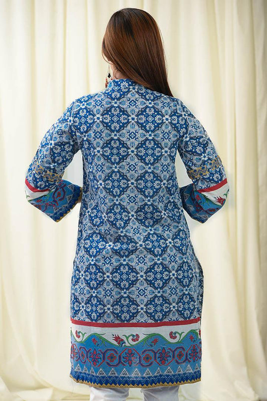 Blue Khaddar Print | Ready to Wear | 1 Piece