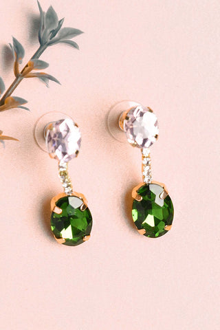 Drop Emerald Crystal Earrings