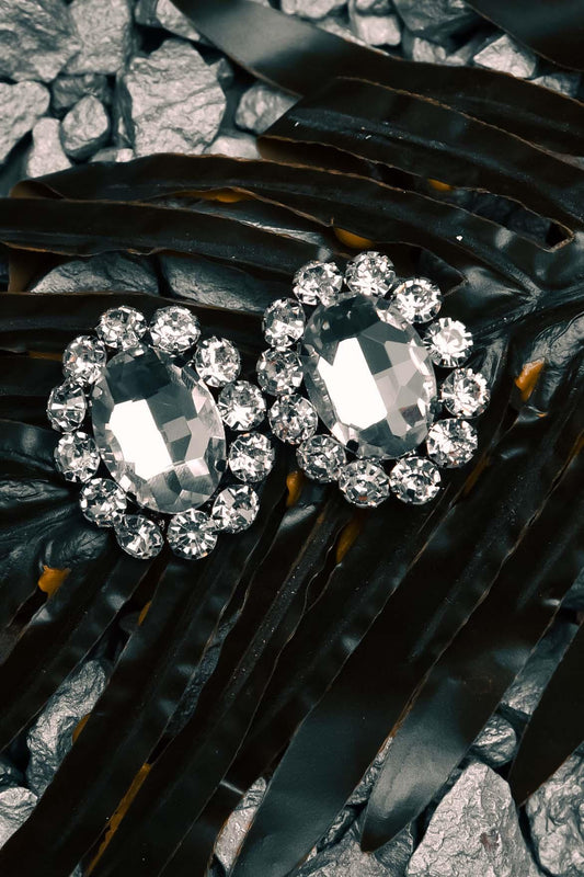 Oval Shaped Crystal Studs
