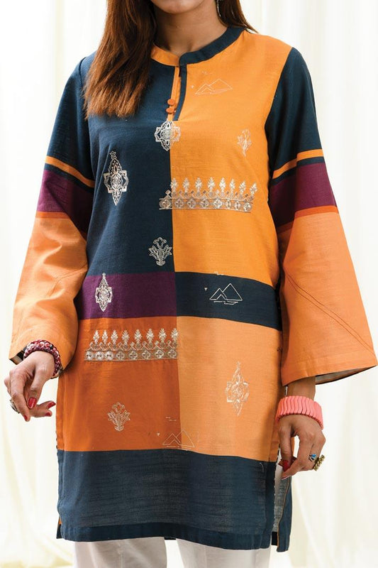 1 PC | Embroidered Color Block Kurti | Khaddar | RTW