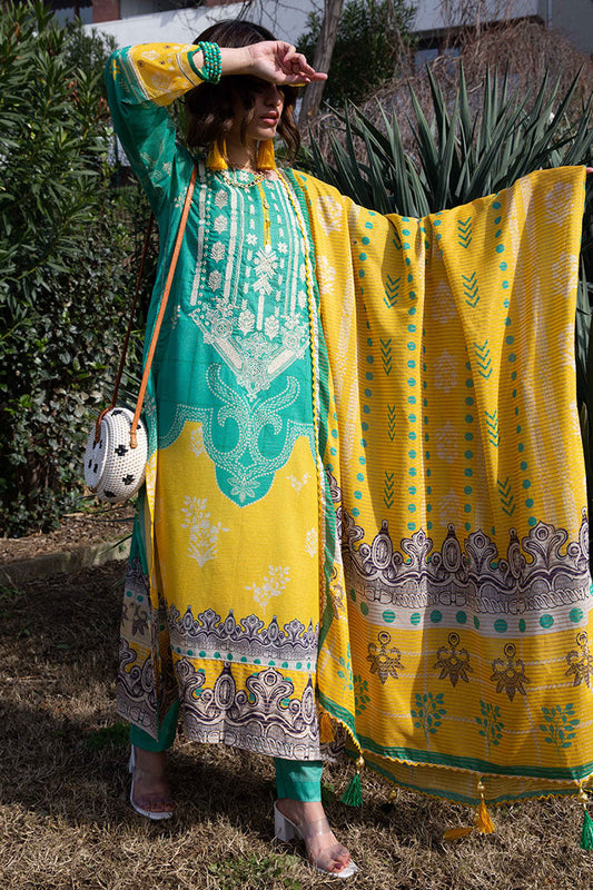 (Gold Zari) 3 Piece Unstitched Lawn Embroidered