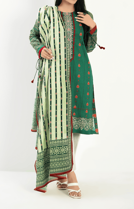 3 Piece| Unstitched | Embroidered Lawn Suit