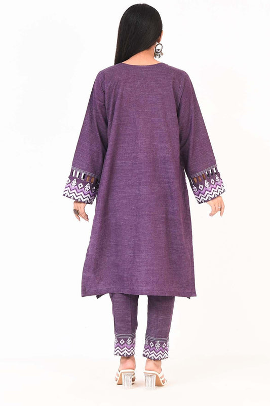 1PC | EMBROIDERED KHADDAR MEDIUM PURPLE SHIRT |RTW