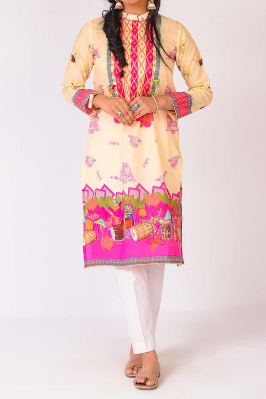 1 PC DIGITAL PRINTED Natural Calico KURTI | RTW | FOR WOMEN