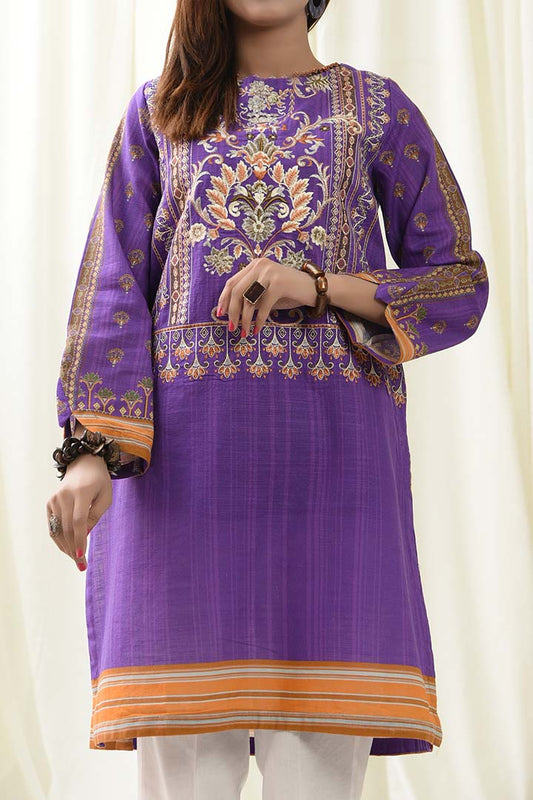 Embroidered Khaddar Vivid Violet Kurti | RTW | 1 Piece