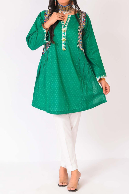 1 PC DIGITAL PRINTED SHORT Dark Green KURTI | RTW | FOR WOMEN