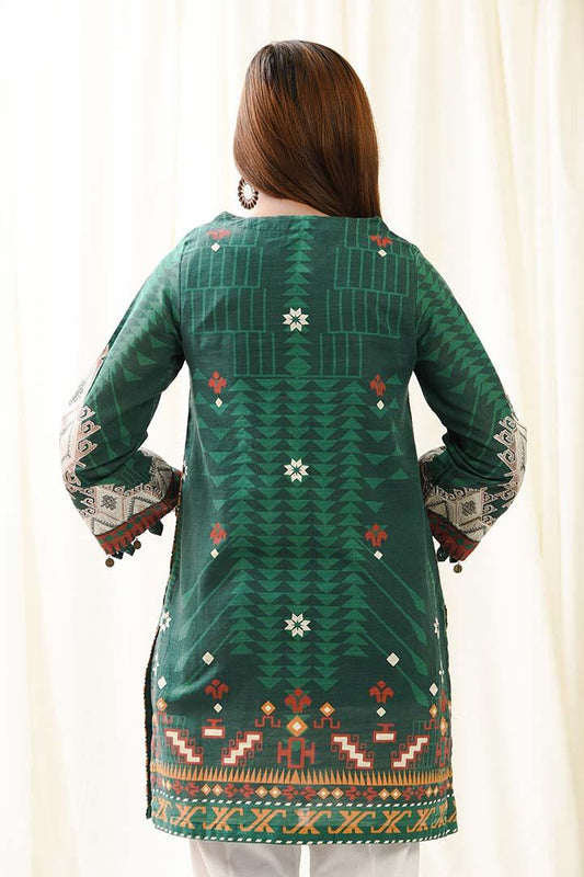 Embroidered Khaddar Emerald Veil Kurti | RTW | 1 Piece