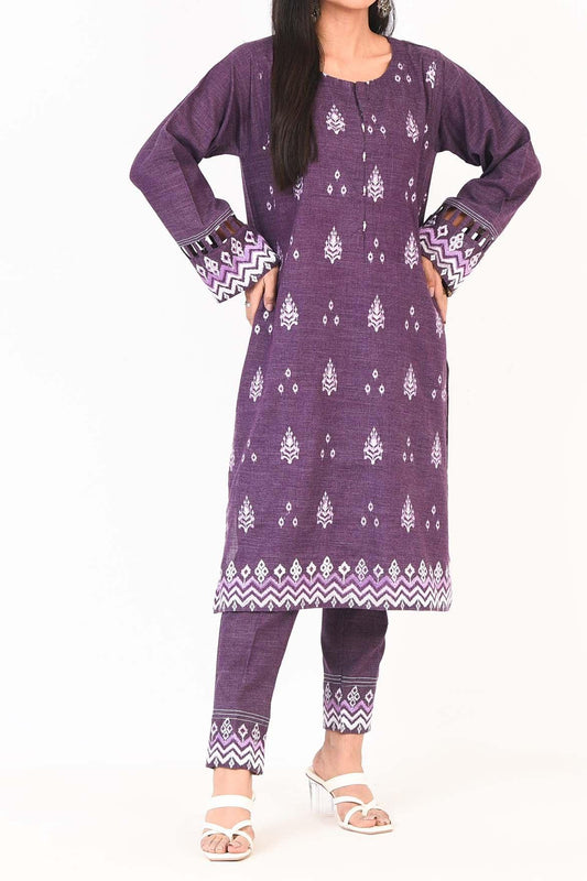 1PC | EMBROIDERED KHADDAR MEDIUM PURPLE SHIRT |RTW