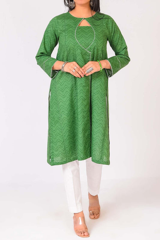 1 PC DIGITAL PRINTED Forest Green KURTI | RTW | FOR WOMEN