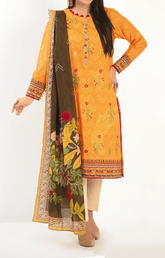 3 Piece| Unstitched | Embroidered Lawn Suit