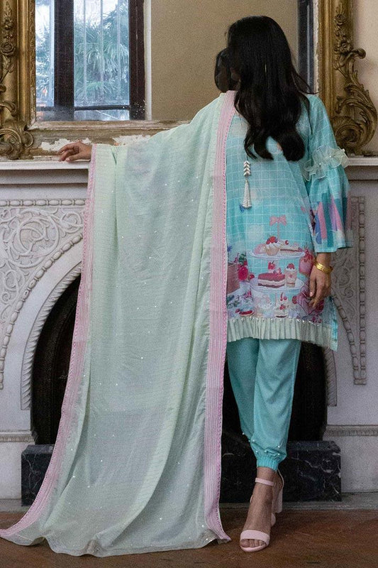 Tame teal (Embroidered | 3 pcs | festive lawn)