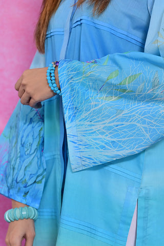 Delightful Azure (printed | lawn | stitched shirt)