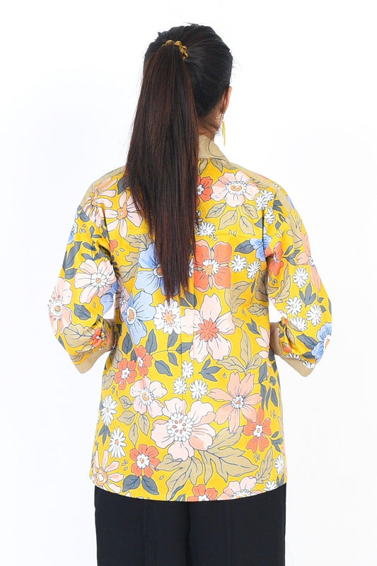 1PC | DIGITAL PRINTED COTTON SATIN YELLOW SHIRT |RTW