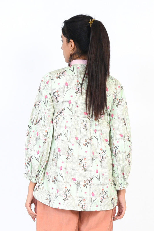 1PC | DIGITAL PRINTED COTTON SATIN Light Pista SHIRT |RTW