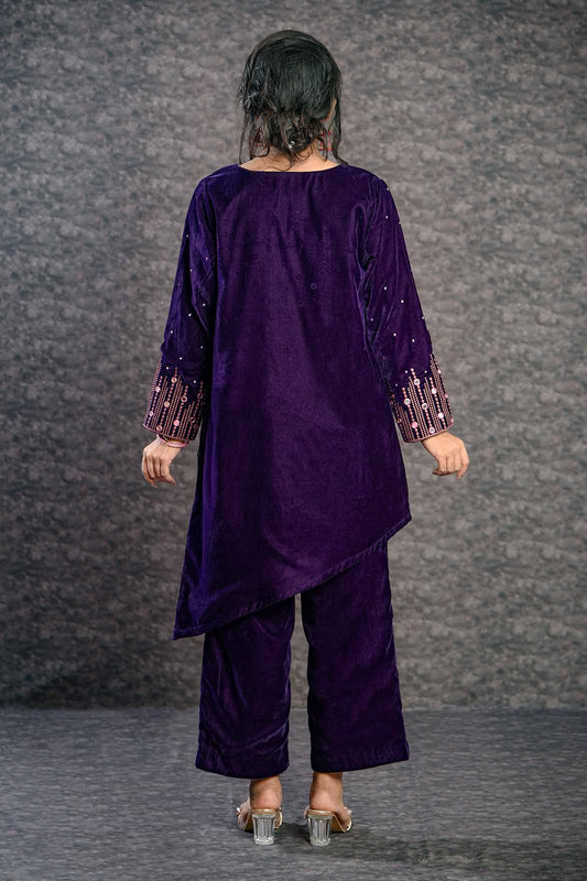 Freya | Velvet Hand Embroidered Shirt &Trouser | 2Pc