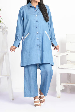 Light Weight Denim Shirt | Embroidered | RTW | 1Pc