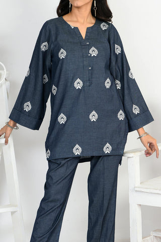 Light Weight Denim Shirt | Embroidered | RTW | 1Pc