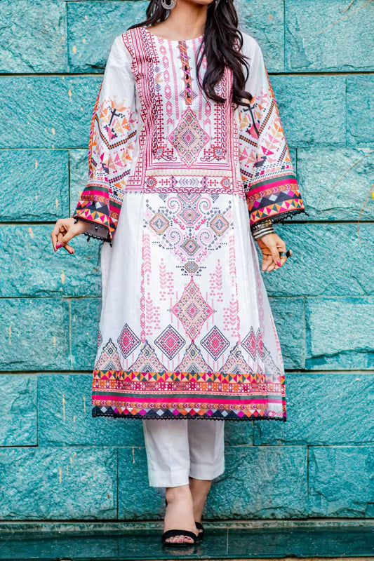 1 Piece | Unstitched Printed Kurti | Lawn