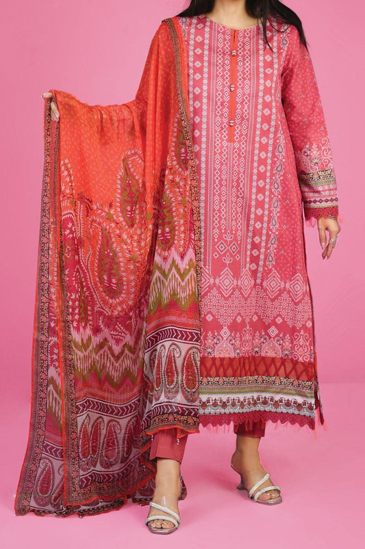 3 Piece | Unstitched | Lawn with Chiffon Dupatta