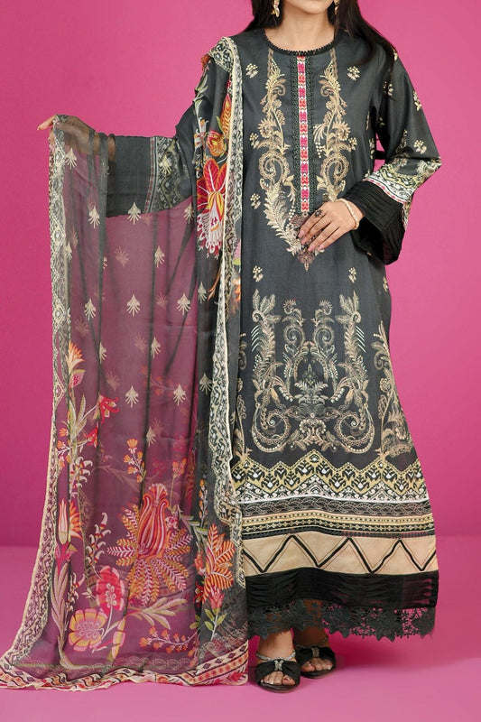 3 Piece | Unstitched | Lawn with Chiffon Dupatta