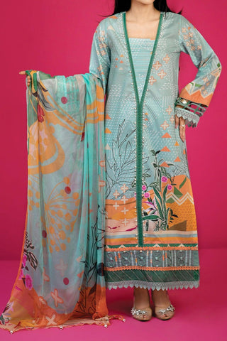 3 Piece | Unstitched | Lawn with Chiffon Dupatta