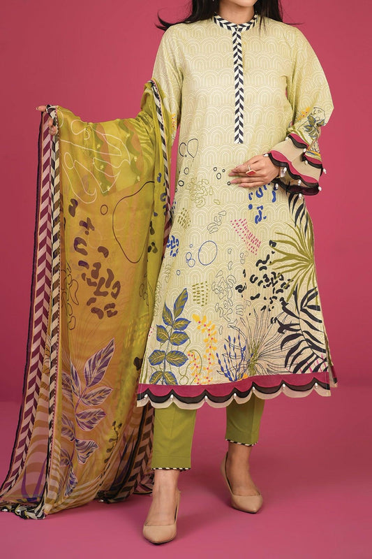 3 Piece | Unstitched | Lawn with Chiffon Dupatta