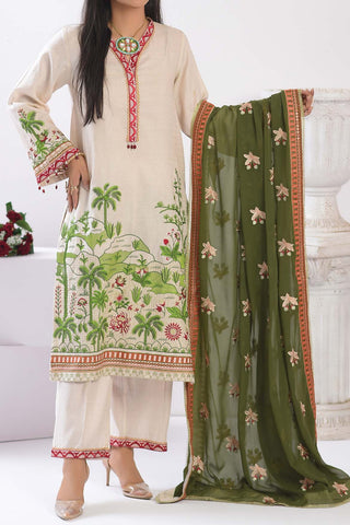 Sheen Green | 3 Piece | Unstitched |Embroidered Jacquard