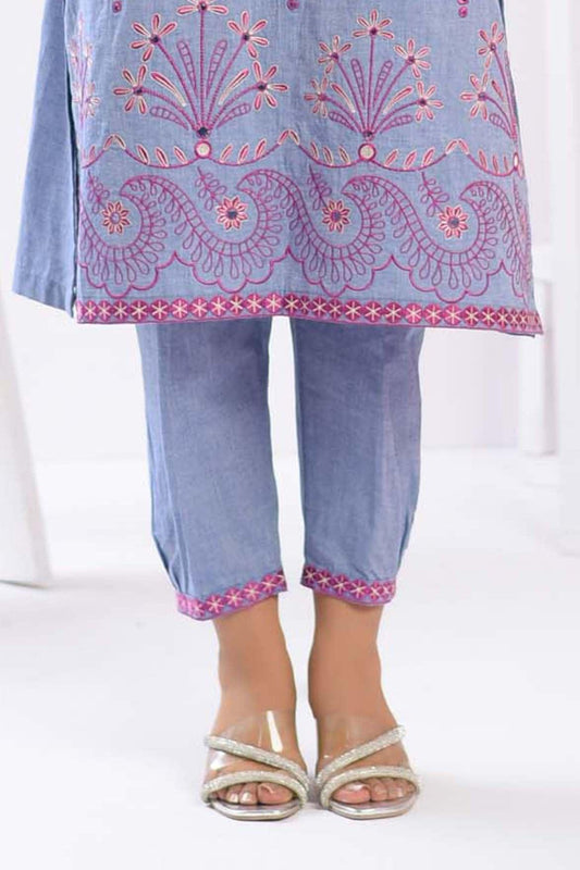 1PC | EMBROIDERED CHAMBRAY TROUSER | RTW