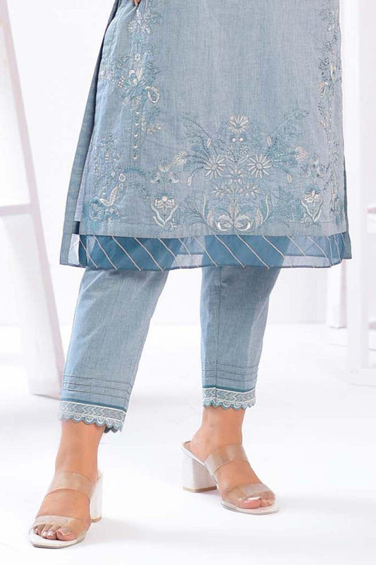 1PC | EMBROIDERED CHAMBRAY TROUSER | RTW