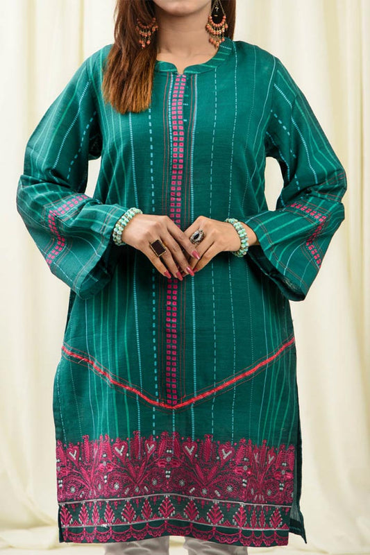 Embroidered Khaddar Verdant Shade Kurti | RTW | 1 Piece