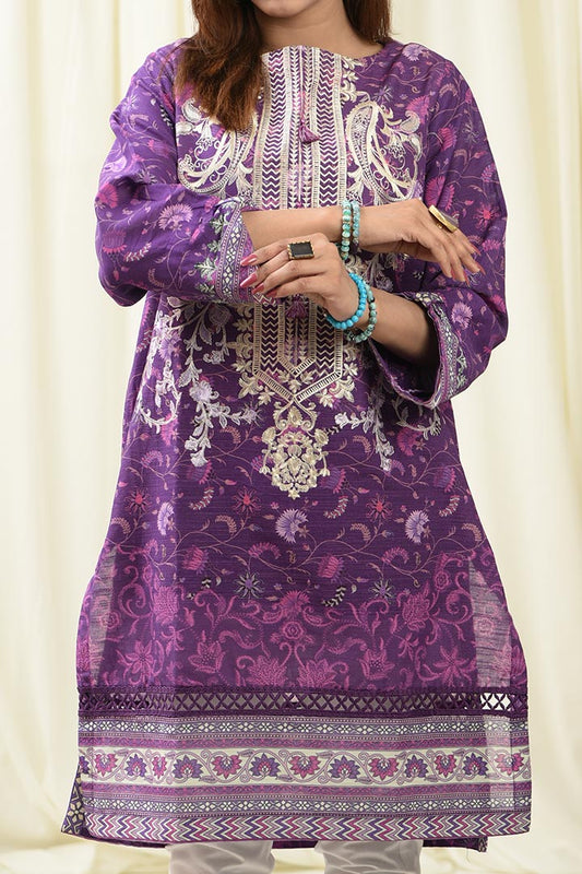 Embroidered Khaddar Mystic Amethyst Kurti | RTW | 1 Piece