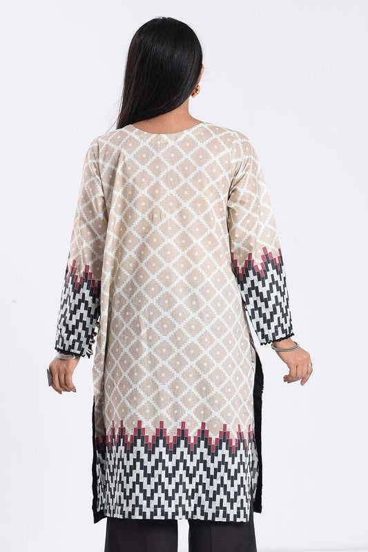 Printed Lawn Almond Silk Kurti | RTW | 1 Piece