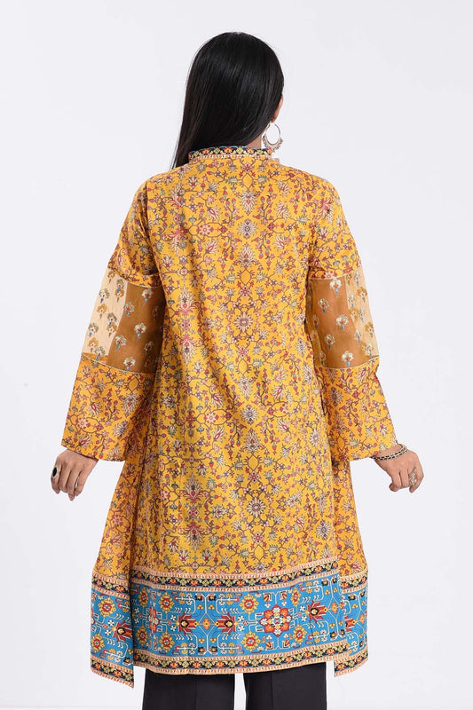 1 PC | Classic Yellow Embroidered Lawn Kurti | RTW