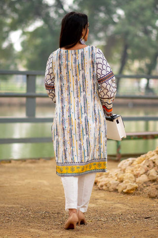 1 Pc | Unstitched | Printed Embroidered Lawn Kurti