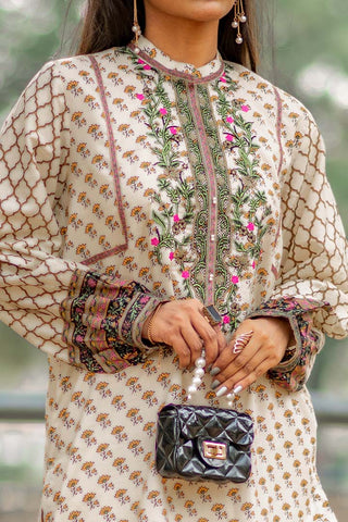 1 Pc | Unstitched | Printed Embroidered Lawn Kurti
