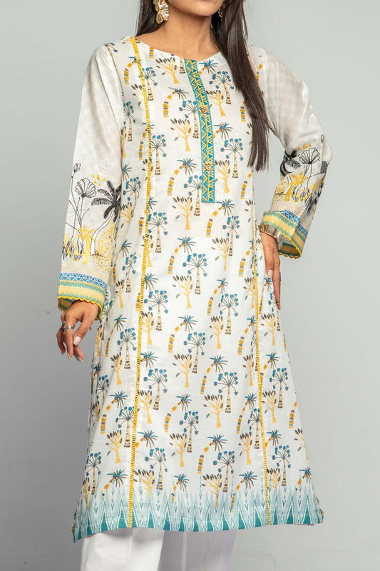 1 Piece | Unstitched Embroidered Kurti |  Lawn