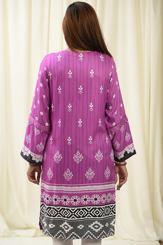 1Pc | Purple Floral Embroidery Shirt | RTW