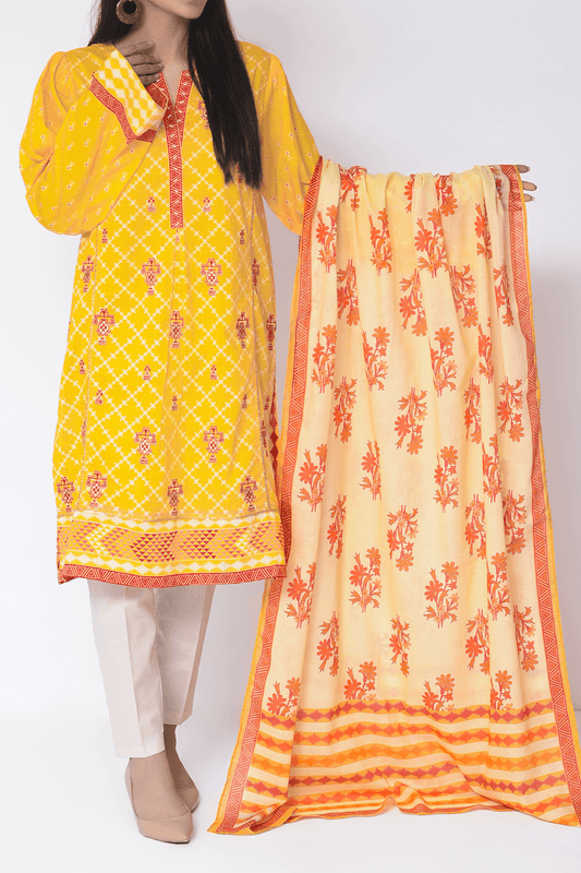 2 Piece | Unstitched | Embroidered Lawn Shirt & Printed Dupatta