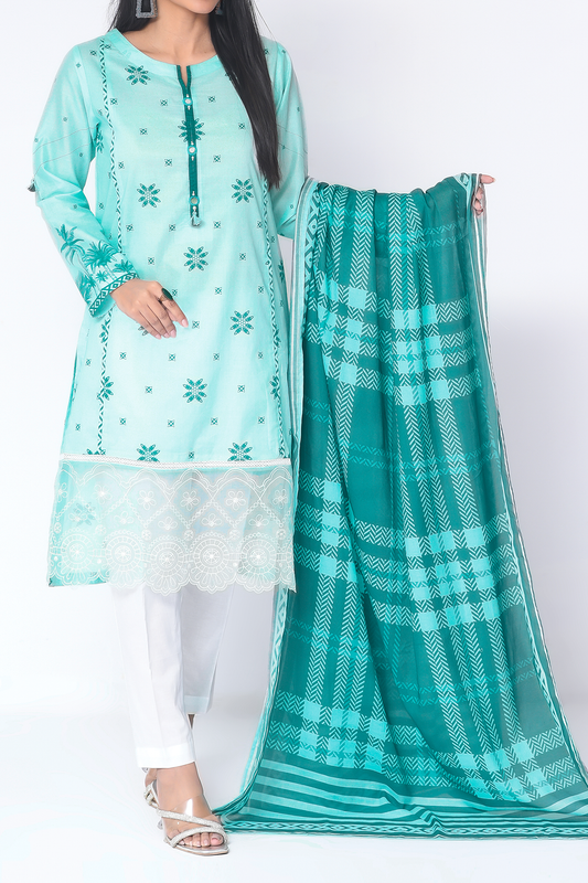 2 Piece | Unstitched | Embroidered Lawn Shirt & Printed Dupatta