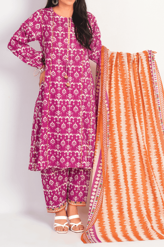 3 Piece | Unstitched | Printed Lawn Shirt, Dupatta, Trouser