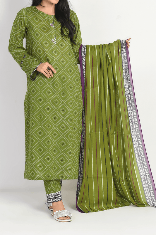 3 Piece | Unstitched | Printed Lawn Shirt, Dupatta, Trouser