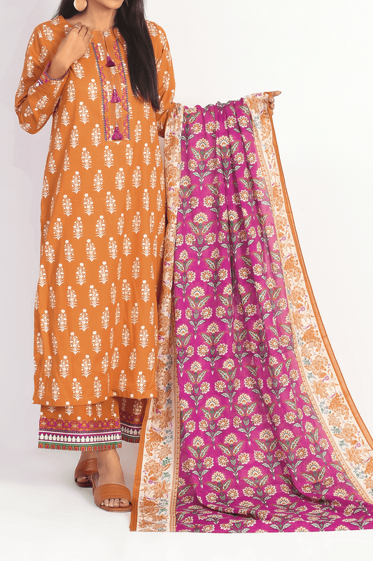 3 Piece | Unstitched | Printed Lawn Shirt, Dupatta, Trouser