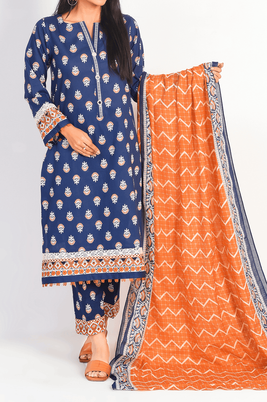 3 Piece | Unstitched | Printed Lawn Shirt, Dupatta, Trouser