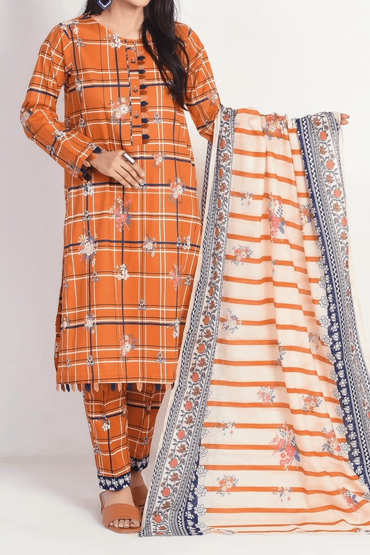 3 Piece | Unstitched | Printed Lawn Shirt, Dupatta, Trouser